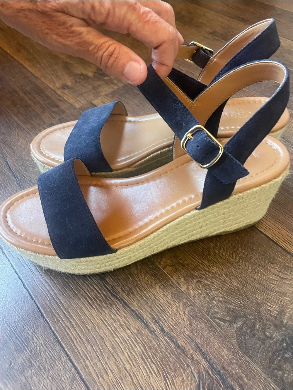J. Crew Navy Suede Espadrille Wedge Sandals